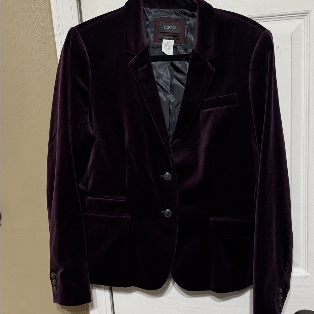 J. Crew Women's Deep Purple Velvet Blazer Chest 20” L 24”